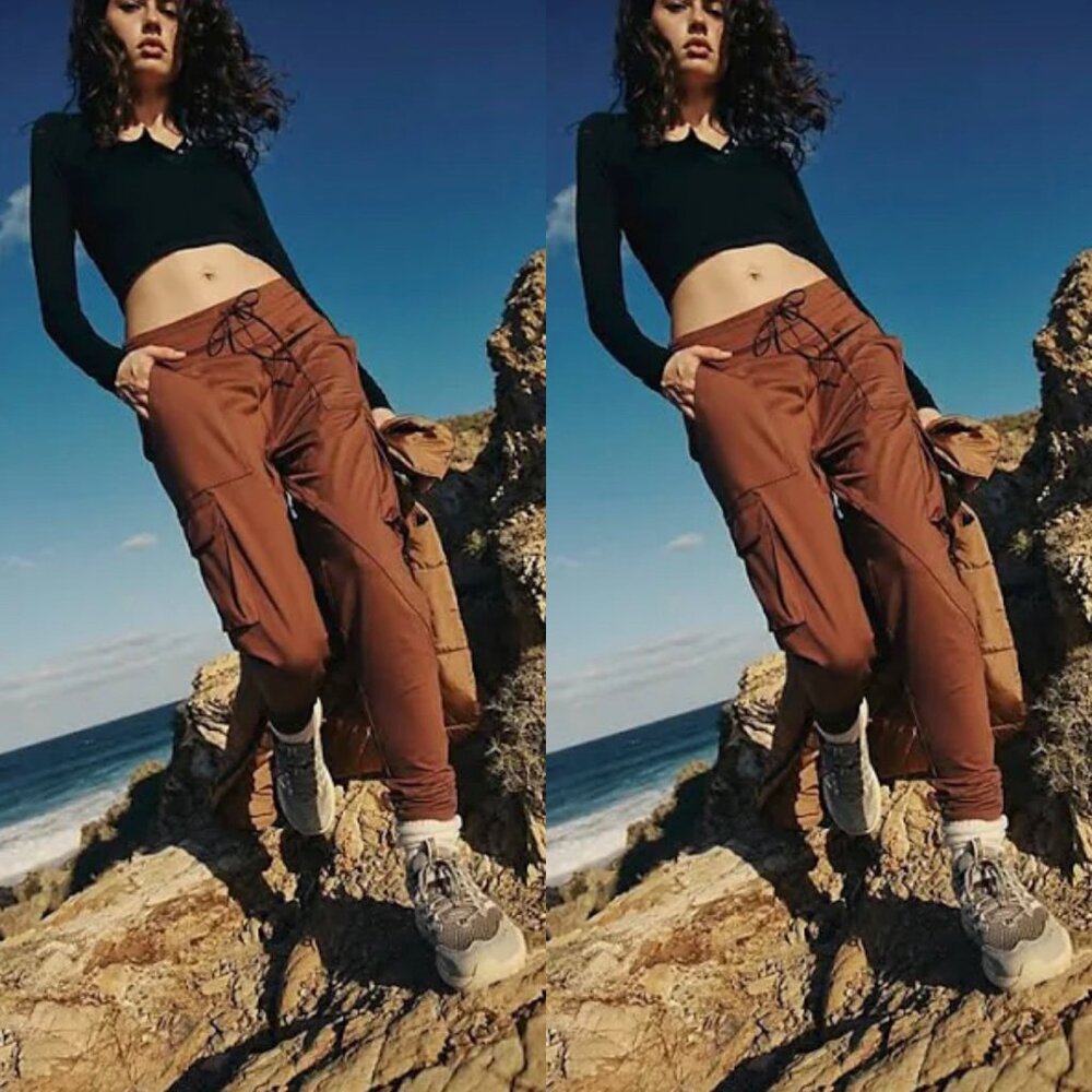 Free People Off Road Heather Joggers Espresso Heather Brown Small NWT
